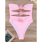 Damen Cut-Out Einteiler Badeanzug mit floralem Detail R&B