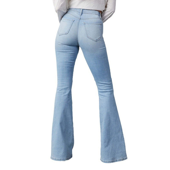 Damen Flared Jeans mit hohen Rissen und hohem Bund R&B