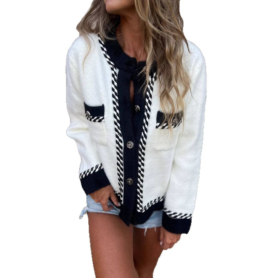 Damen Kuschelige Jacke mit eleganten Kontrastdetails R&B