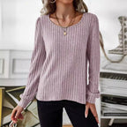 Damen Gestreifter Pullover mit Puffärmeln R&B