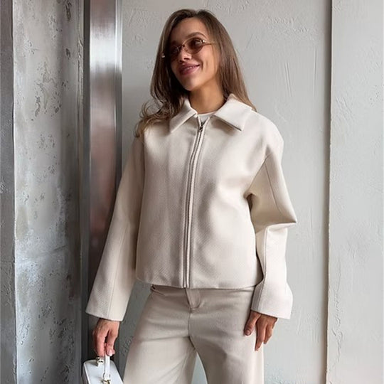 Damen elegante Zip-Jacke im minimalistischen Stil R&B