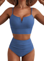 Damen Hochtailliertes Bikini-Set mit modernem V-Ausschnitt und angenehmer Passform R&B