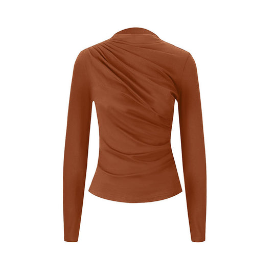 Damen figurbetontes Langarmoberteil mit eleganten Drapierungen R&B