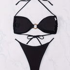 Damen Push-Up Bikini-Set mit modischem Ringdetail R&B