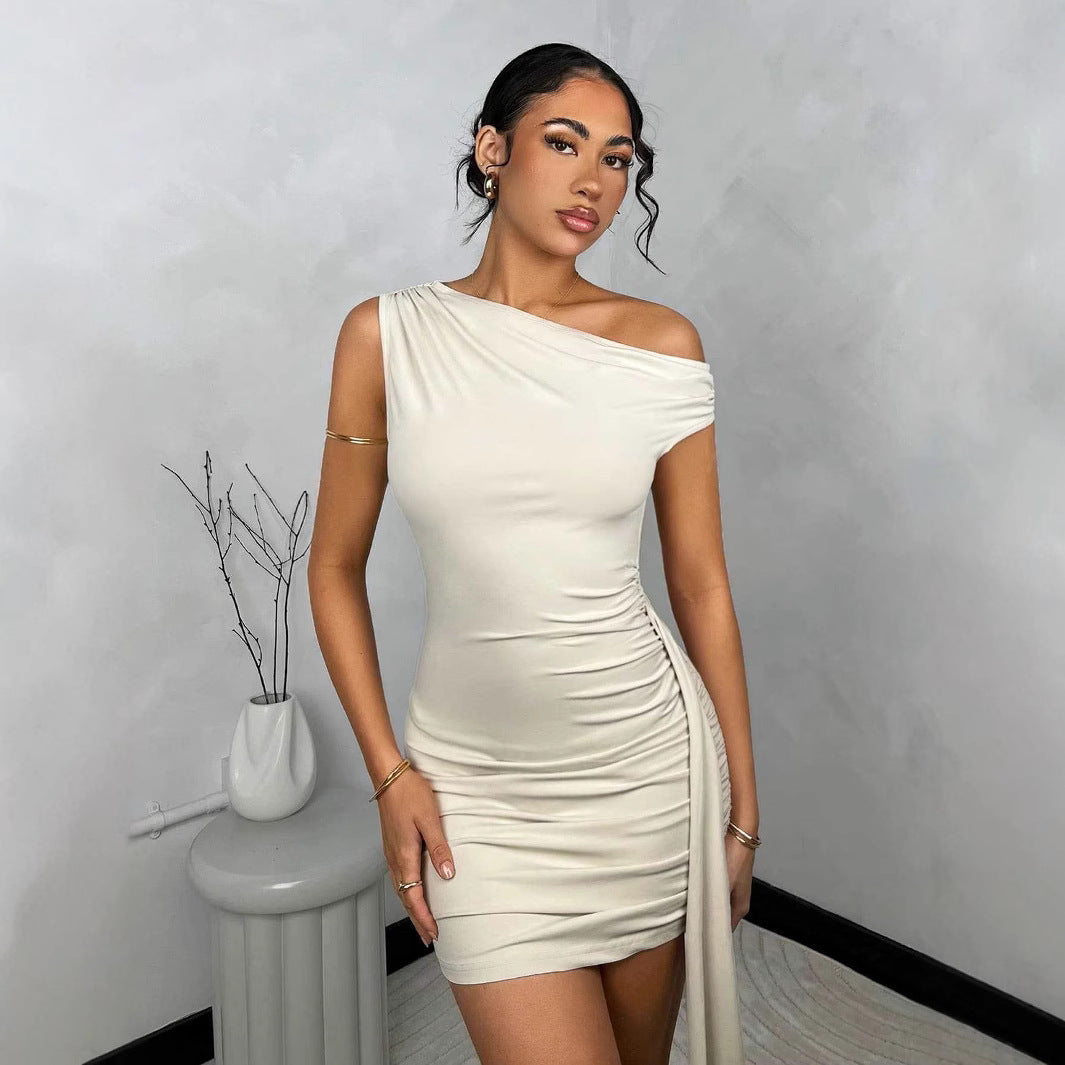 Damen Einseitiges Minikleid mit asymmetrischem Schnitt und Drapierung R&B
