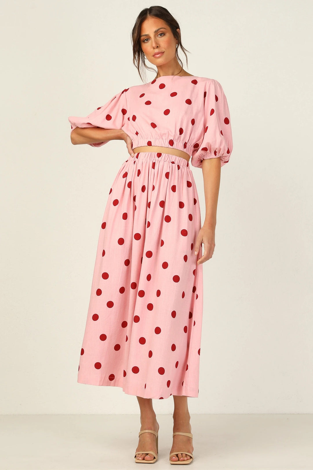 Damen Maxikleid mit elastischem Taillenzug und voluminösen Ärmeln R&B