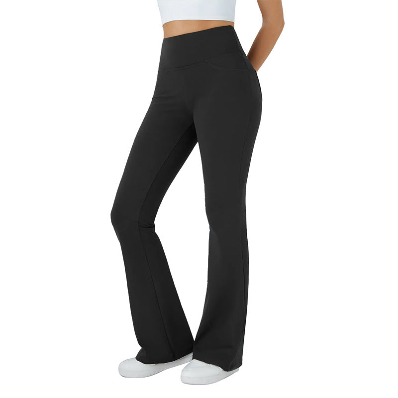 Damen bequeme Sportleggins mit hohem Bund und praktischen Taschen R&B