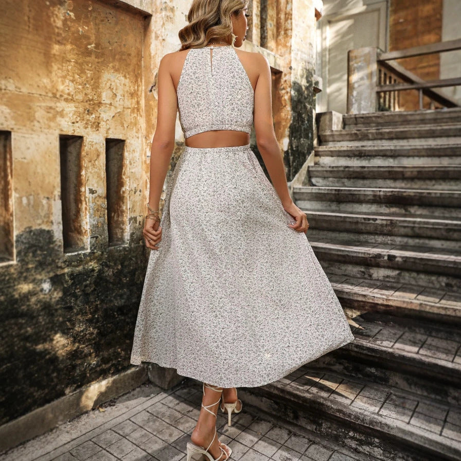 Damen Maxikleid mit floralem Design und schwingendem Saum R&B