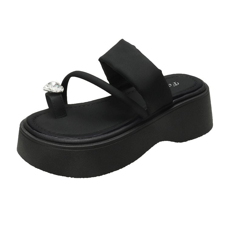 Damen Plateau-Sandalen mit funkelndem Schmuckdetail R&B