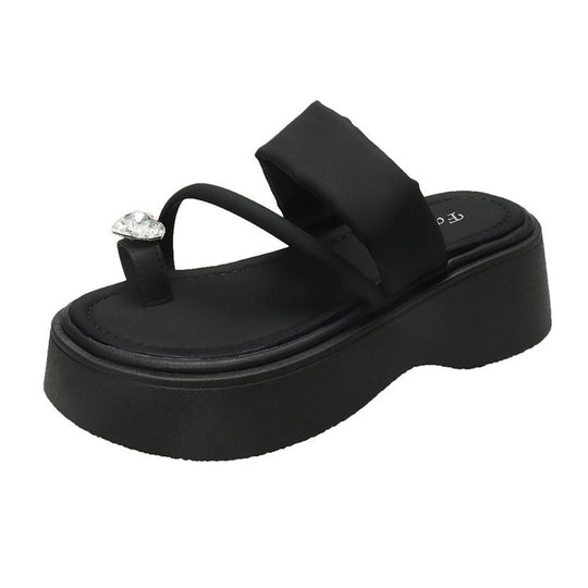 Damen Plateau-Sandalen mit funkelndem Schmuckdetail R&B