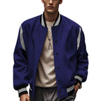 Herren Sportliche Collegejacke im retro Stil mit Kontrastärmeln und Druckknopfverschluss R&B