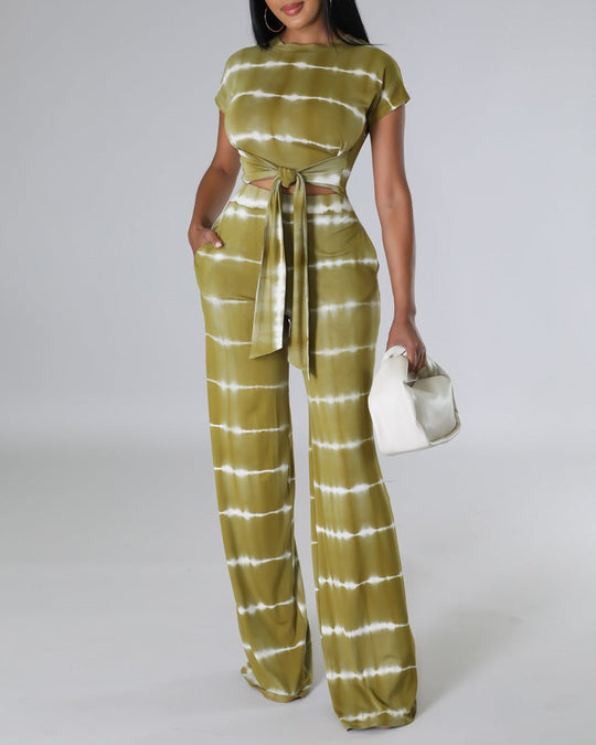 Damen elegantes Jumpsuit mit Taillengürtel und seitlichen Taschen R&B