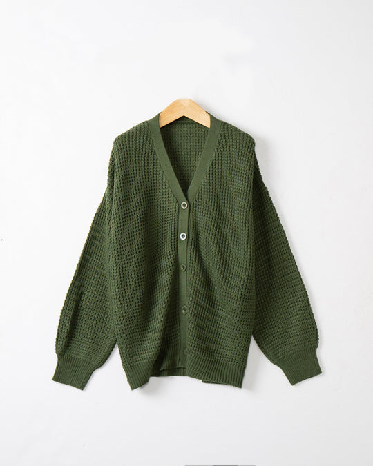 Damen Strickjacke mit strukturiertem Muster und praktischen Knopfdetails R&B