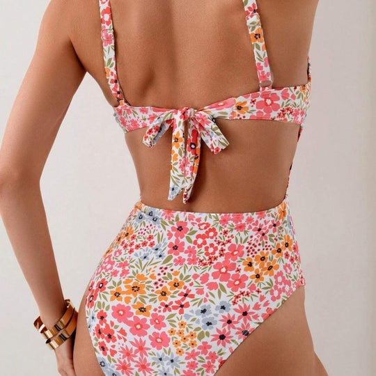 Damen Einteiler Badeanzug mit floralem Muster R&B