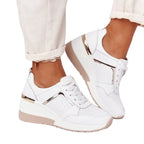 Damen Wedge Sneakers mit atmungsaktiver Oberflächenstruktur und modischem Metallic-Detail R&B