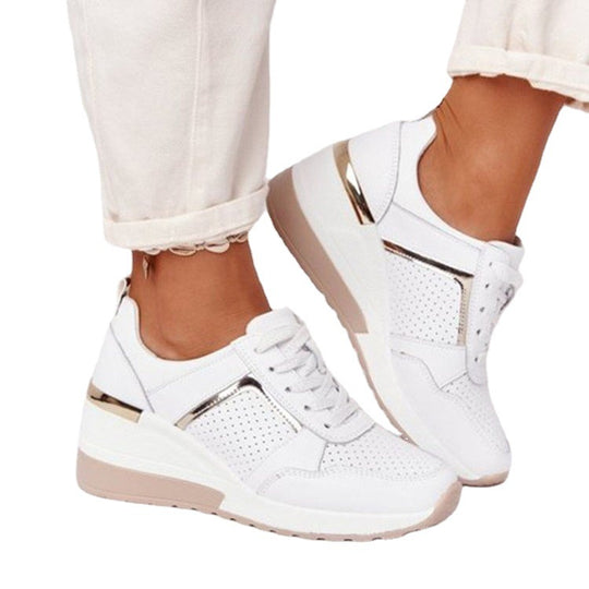 Damen Wedge Sneakers mit atmungsaktiver Oberflächenstruktur und modischem Metallic-Detail R&B