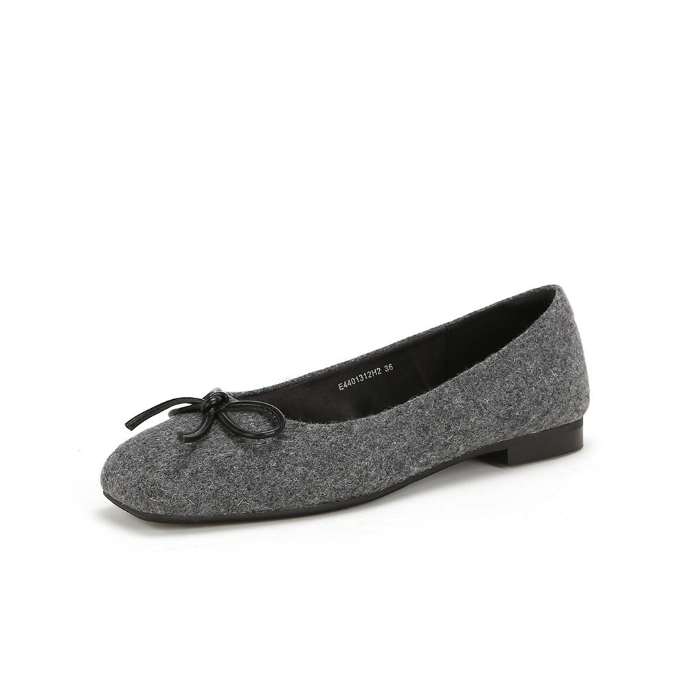 Damen Ballerinas aus hochwertigem Filz mit verspieltem Schleifendetail