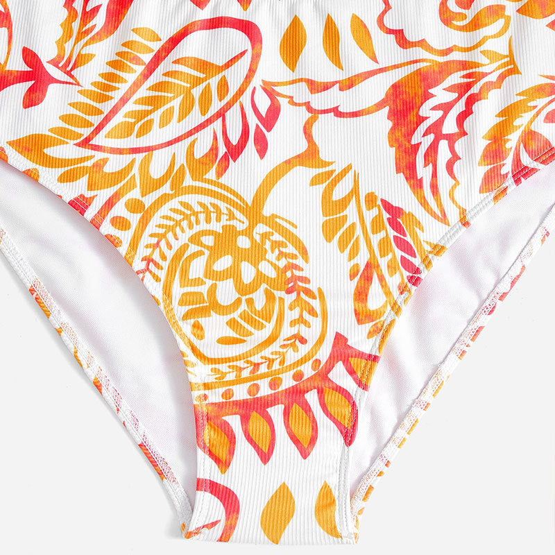 Damen Triangel-Bikini-Set mit verstellbaren Trägern und modischem Muster R&B