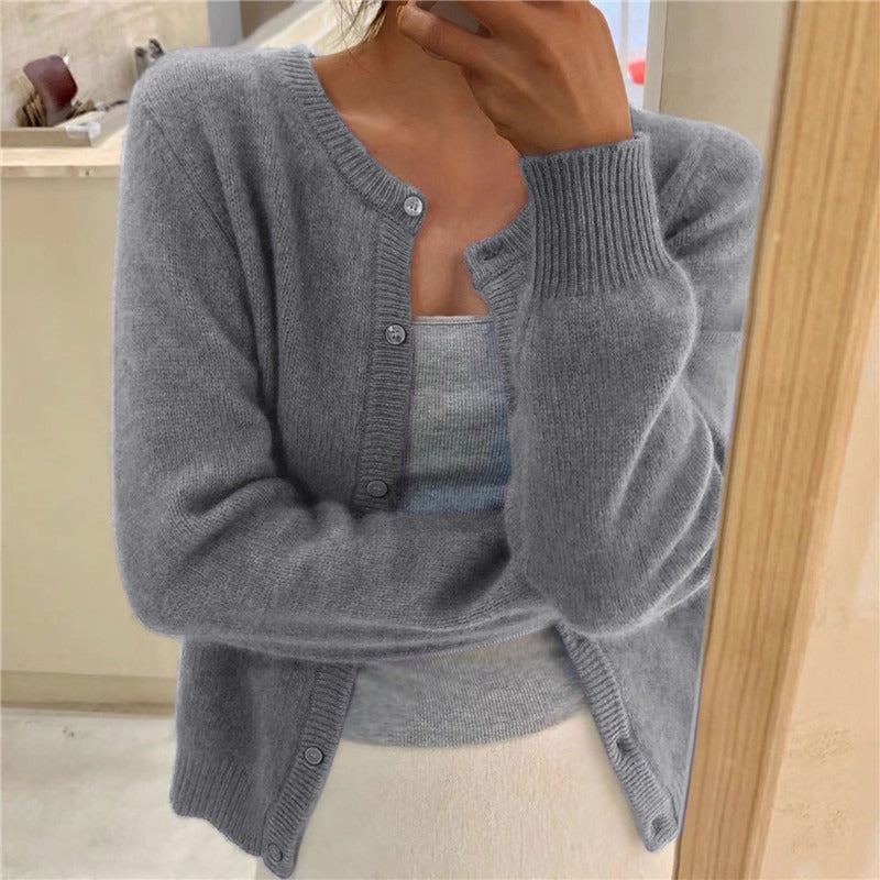Damen weicher Strickcardigan mit dekorativen Knöpfen und raffinierter Maschenstruktur R&B