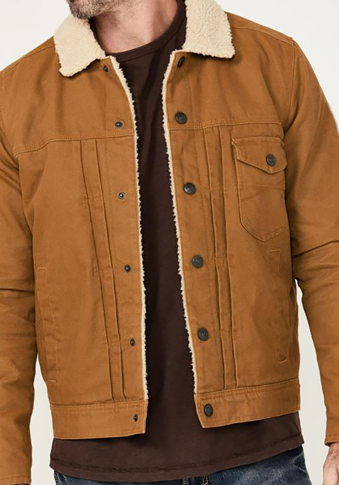 Herren warme und stilvolle Jacke mit Sherpa-Futter R&B