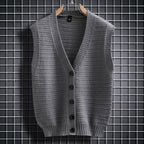 Damen ärmellose Strickjacke mit Knopfdetails und feinem Design R&B