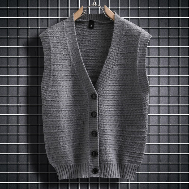 Damen ärmellose Strickjacke mit Knopfdetails und feinem Design R&B