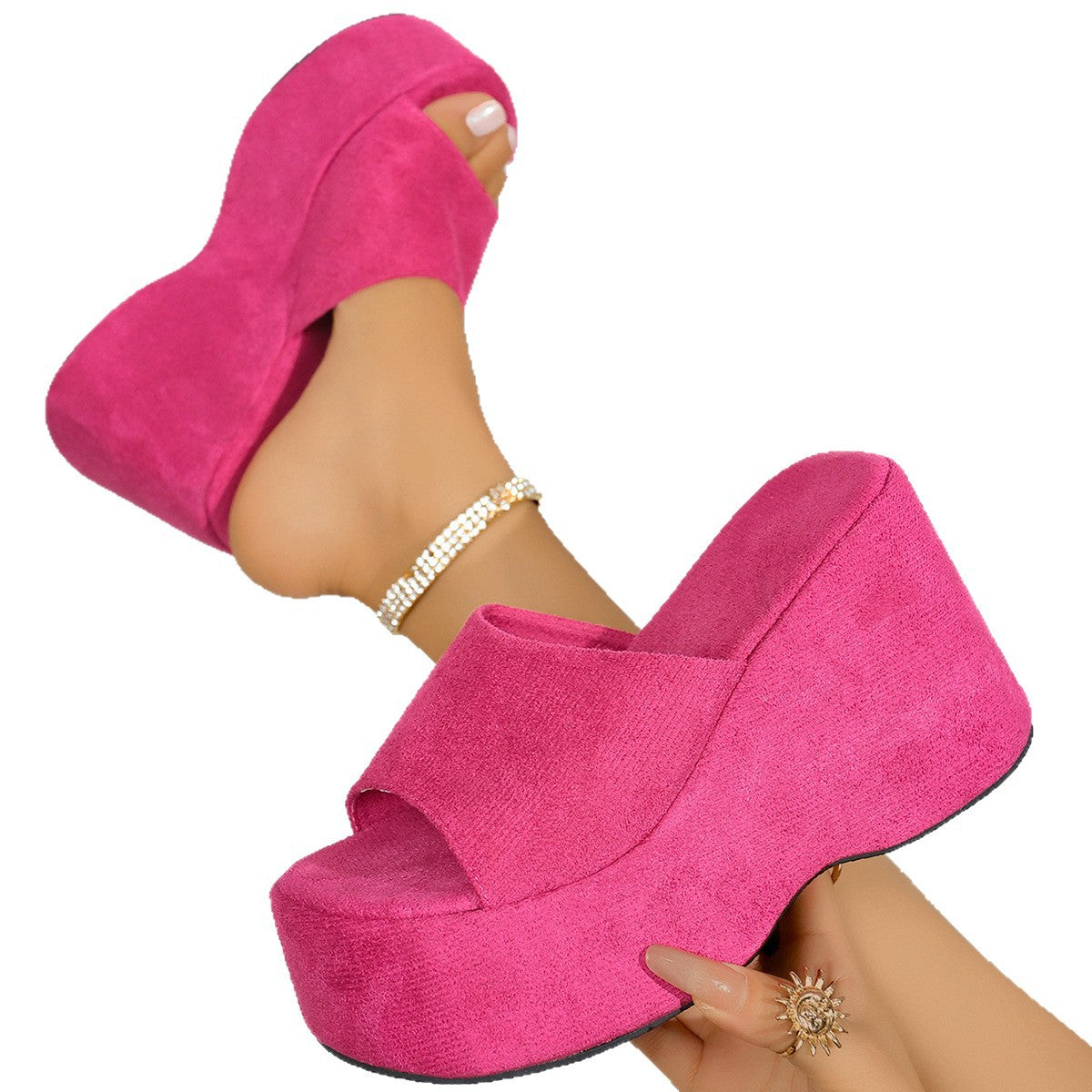 Damen Wedge-Sandalen mit modischem Plateau und geschlossenen Riemen R&B