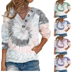 Damen lässiger Pullover mit Knopfdetails und modernem Batikmuster
