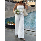 Damen Elegantes Oberteil mit gerafftem Bustier und weiten Hosen R&B
