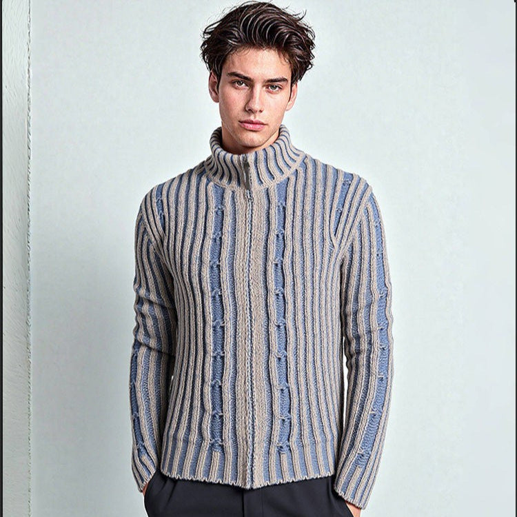 Herren gestreifter Strickpullover R&B