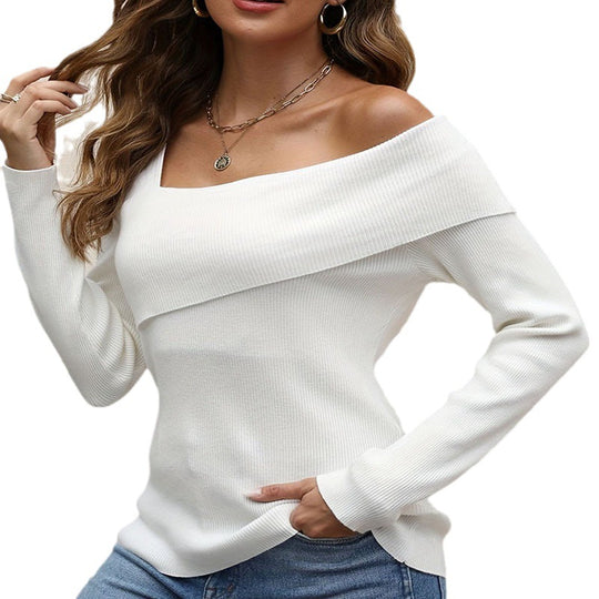 Damen asymmetrisches Langarm-Oberteil mit Rippstruktur R&B