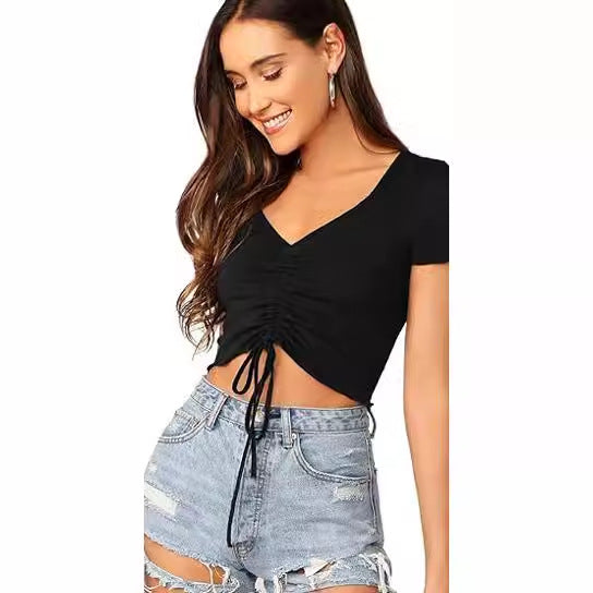 Damen Cropped Oberteil mit bindbarem Design R&B