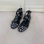 Damen Designer-Ballerinas mit innovativem Riemen- und Applikationsdesign R&B