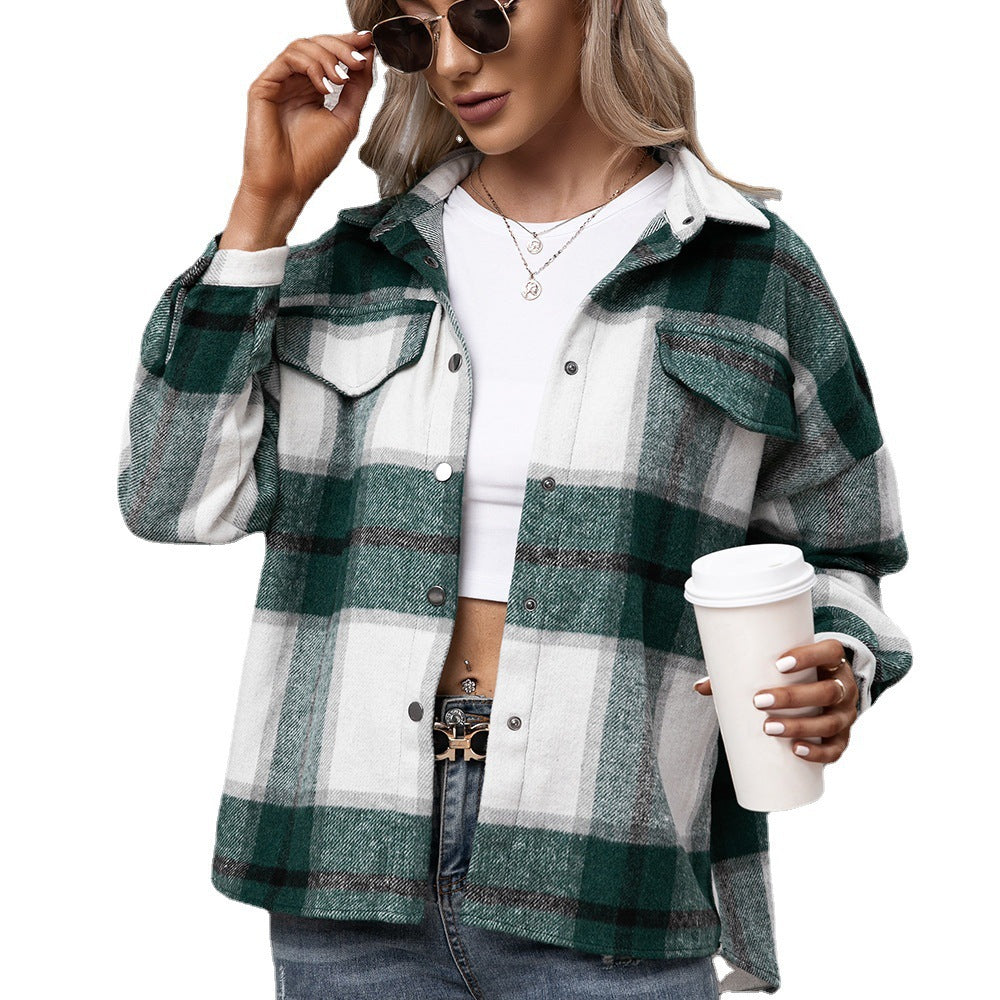 Damen Karierte Overshirtjacke im lässigen Schnitt R&B