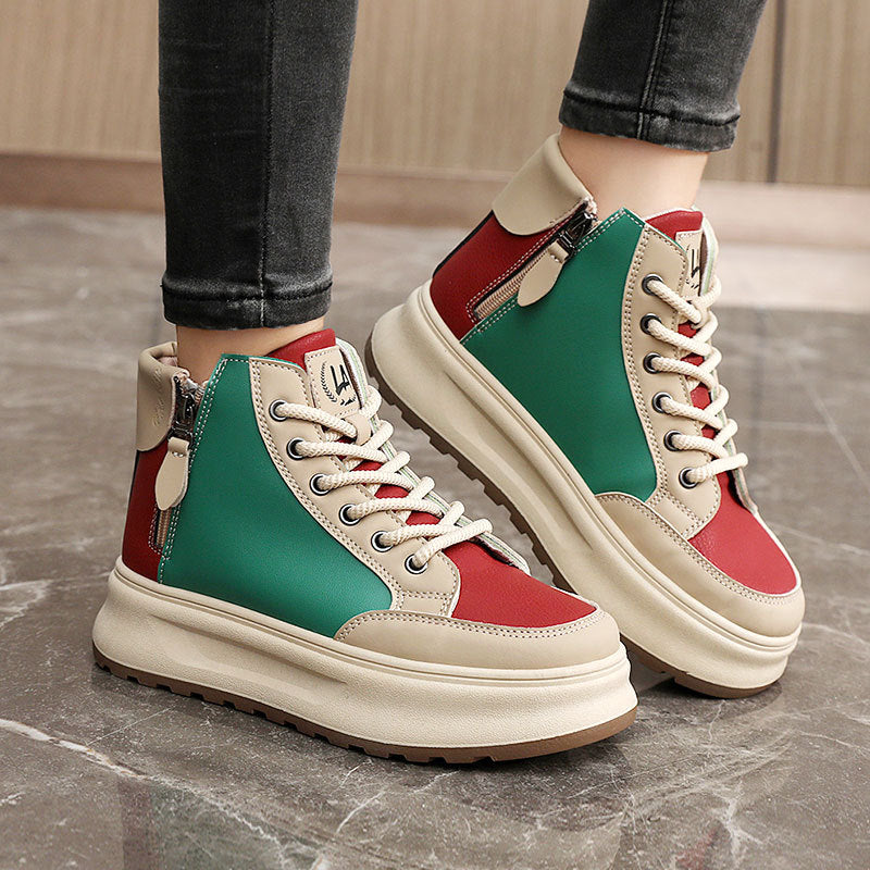 Damen modische High-Top Sneakers mit seitlichem Zipper und dämpfender Sohle R&B