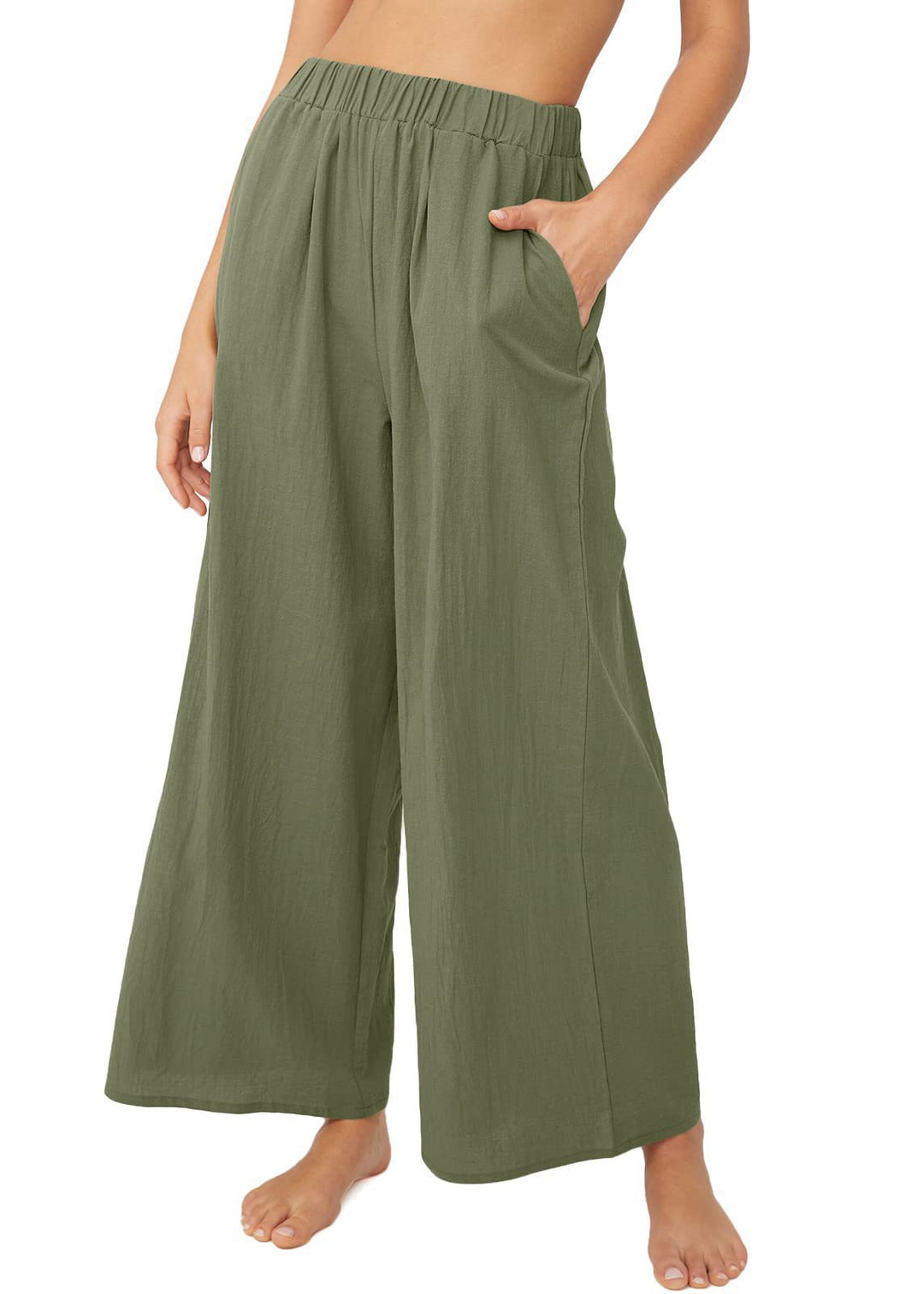 Damen Leichte Weitehose mit elastischem Bund und praktischen Taschen R&B