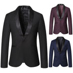 Herren eleganter Smoking-Blazer mit satinierter Reversbesatz