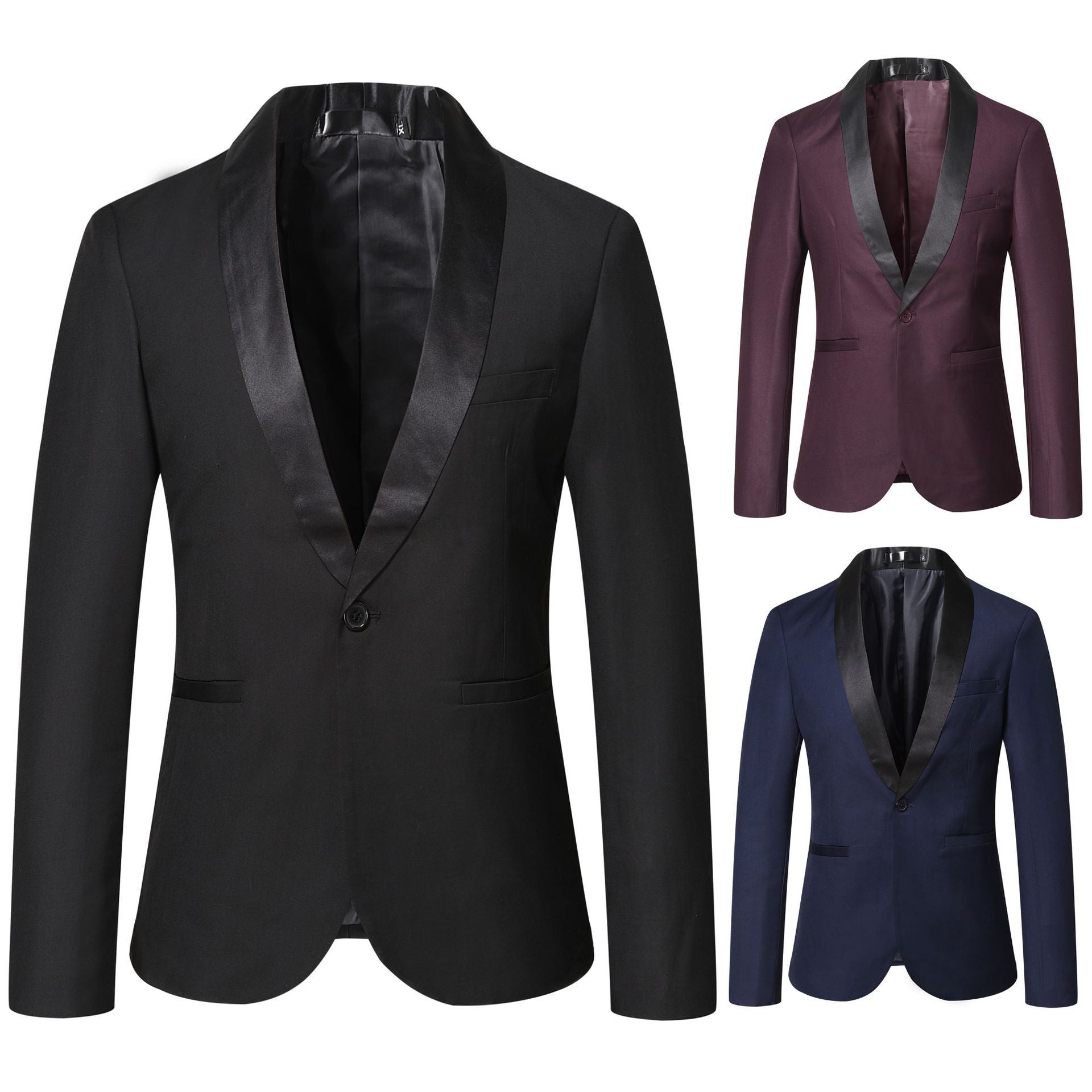 Herren eleganter Smoking-Blazer mit satinierter Reversbesatz