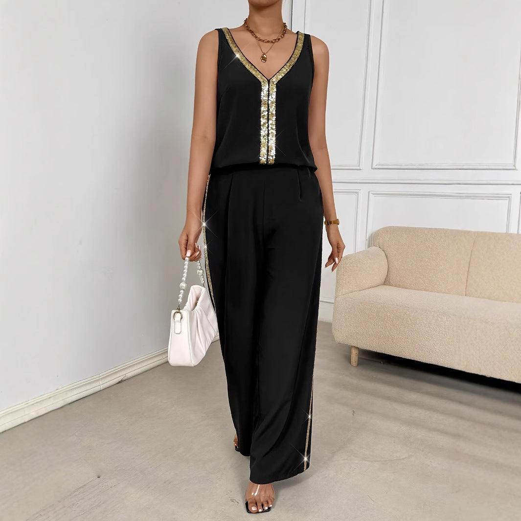 Damen elegantes und farbenfrohes Jumpsuit Set R&B