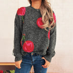 Damen Strickpullover mit kreativem Herzmotiv und weichem Material R&B