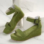 Damen Keil-Sandalen mit verstellbarem Riemen und rutschfester Sohle R&B
