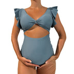 Damen Badeanzug Set mit raffiniertem Knotendesign und modischen Rüschendetails R&B