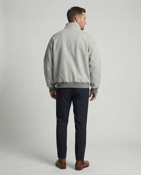 Herren Oversize-Wollmix-Blouson mit hohem Stehkragen verdecktem Zweiwege-Reißverschluss und gerippten Ärmelbündchen R&B