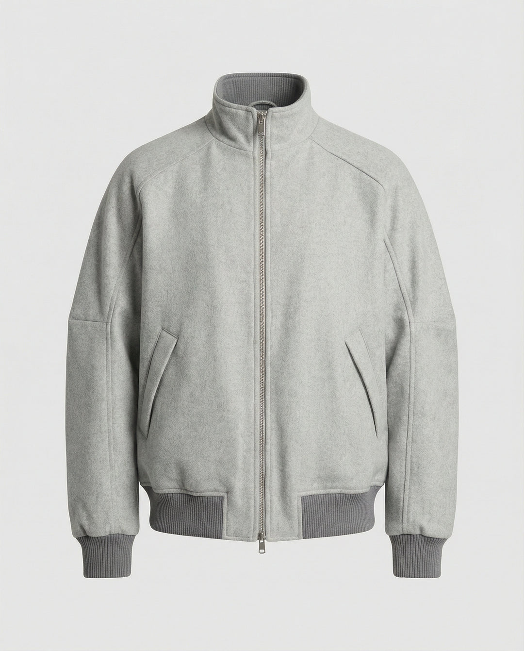 Herren Oversize-Wollmix-Blouson mit hohem Stehkragen verdecktem Zweiwege-Reißverschluss und gerippten Ärmelbündchen R&B