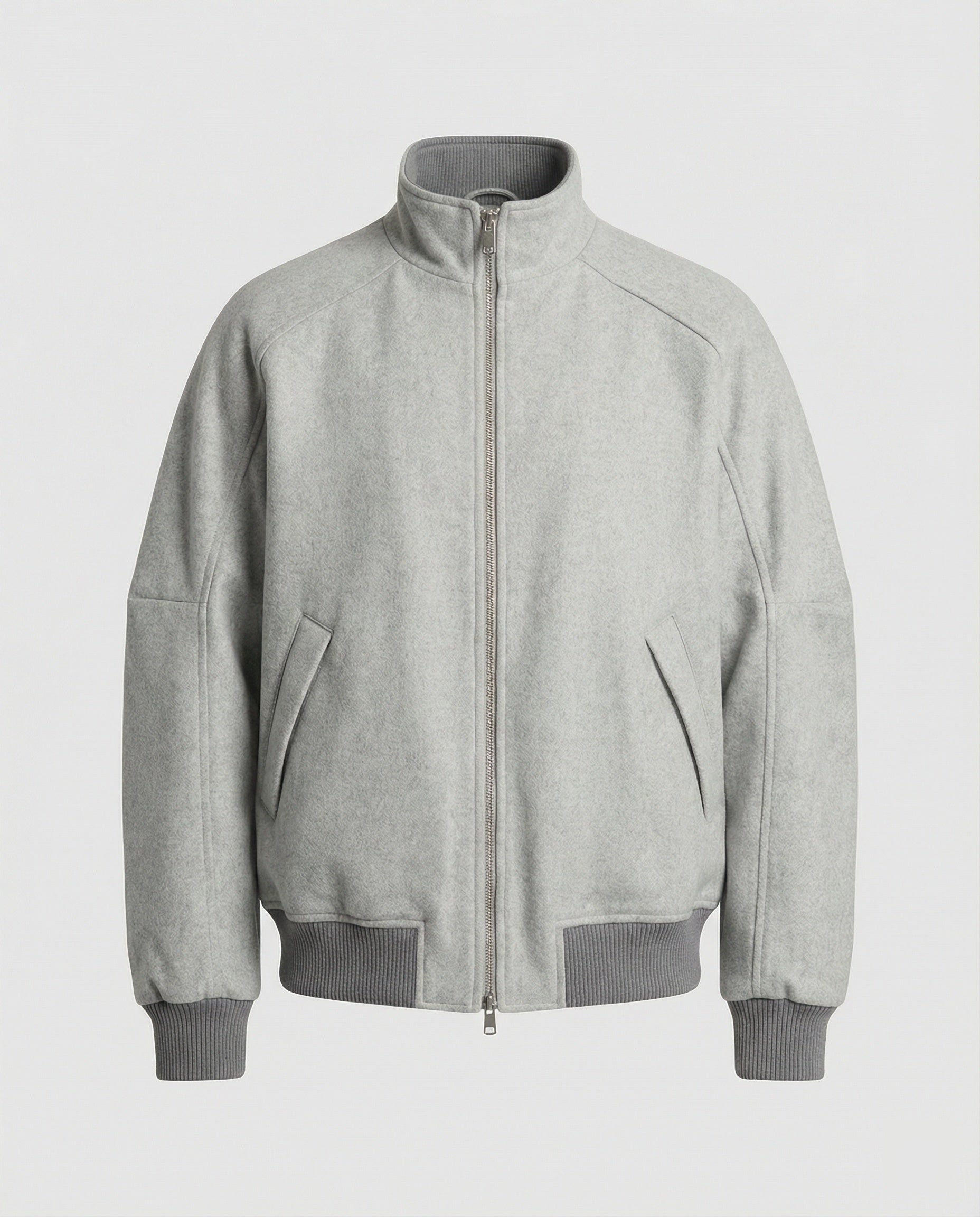 Herren Oversize-Wollmix-Blouson mit hohem Stehkragen verdecktem Zweiwege-Reißverschluss und gerippten Ärmelbündchen R&B