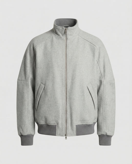 Herren Oversize-Wollmix-Blouson mit hohem Stehkragen verdecktem Zweiwege-Reißverschluss und gerippten Ärmelbündchen R&B