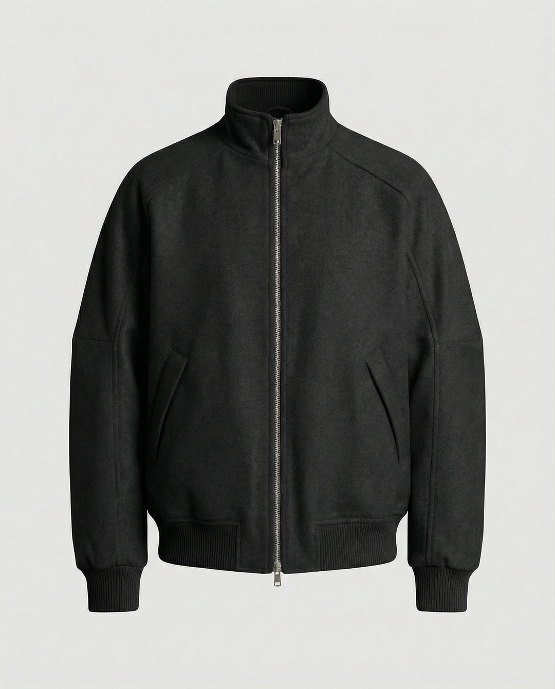 Herren Oversize-Wollmix-Blouson mit hohem Stehkragen verdecktem Zweiwege-Reißverschluss und gerippten Ärmelbündchen R&B