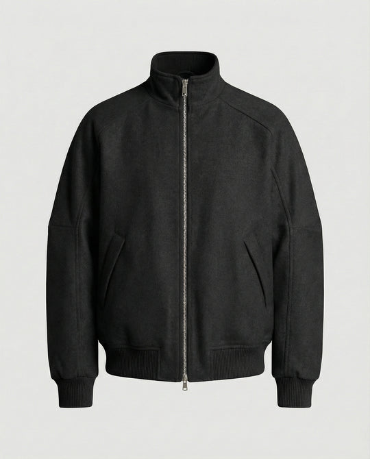 Herren Oversize-Wollmix-Blouson mit hohem Stehkragen verdecktem Zweiwege-Reißverschluss und gerippten Ärmelbündchen R&B