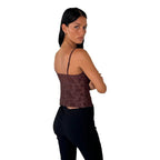 Damen Spitzen-Crop-Top mit floralem Design R&B