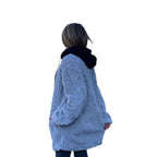 Damen Übergroße Fleecejacke mit Kapuze und Reißverschluss